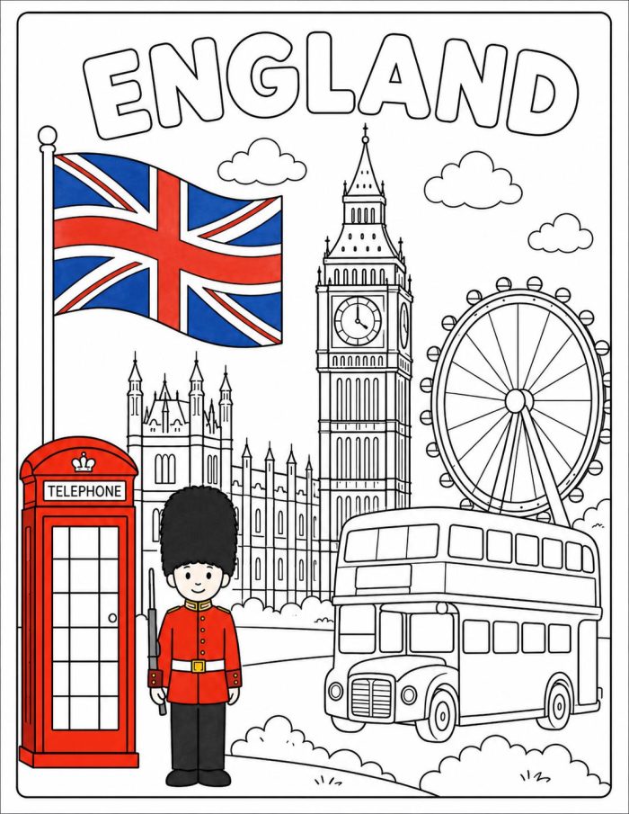 Around the World Coloring Pages, 22 Countries Printable PDF (Digital Download) - Image 12