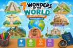 7 Wonders World Coloring Pages, Famous Landmarks Printable PDF (Ages 5-7)