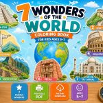 7 Wonders World Coloring Pages, Famous Landmarks Printable PDF (Ages 5-7)