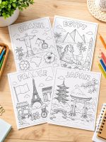 Around the World Coloring Pages, 22 Countries Printable PDF (Digital Download) - Image 6