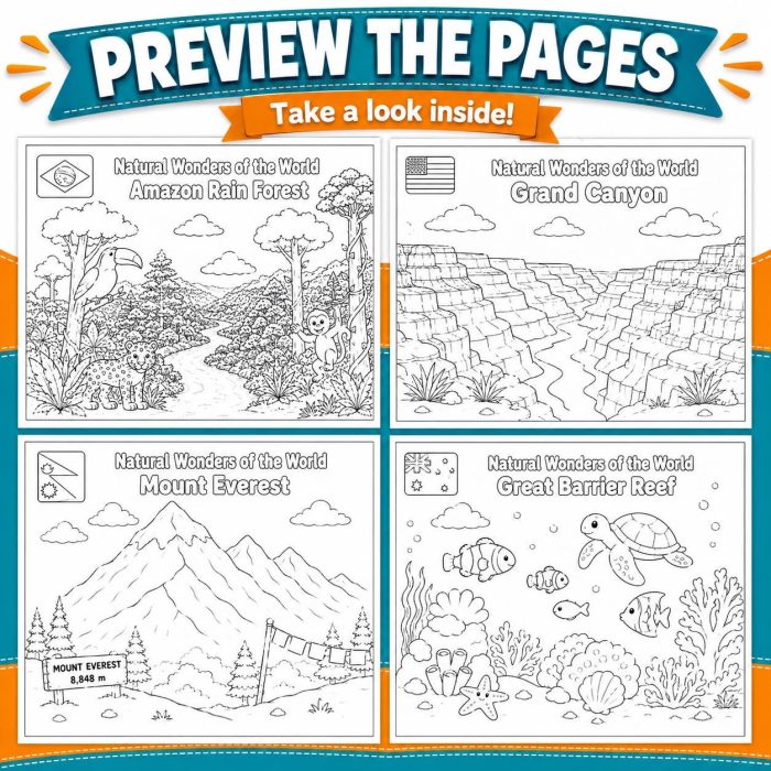 Natural Wonders World Coloring Book, Kids Ages 5-7, Educational Activity (PDF Download) - Image 4