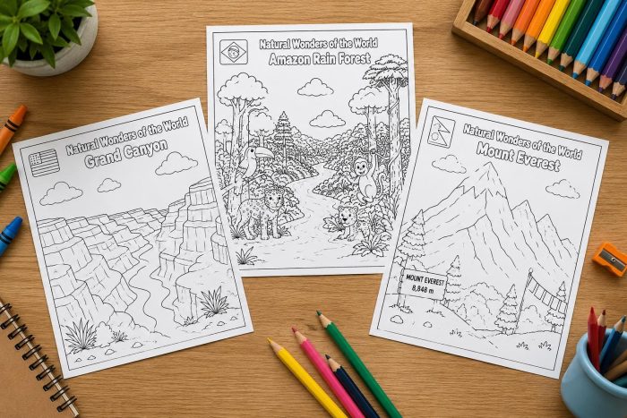 Natural Wonders World Coloring Book, Kids Ages 5-7, Educational Activity (PDF Download) - Image 6