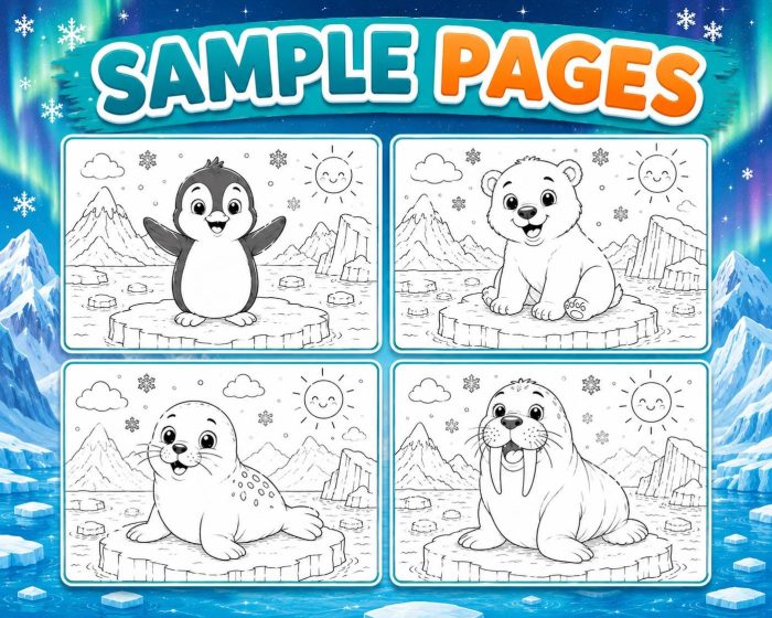 Arctic Animals Coloring Book for Kids Ages 5-7 (Digital Download) - Image 4
