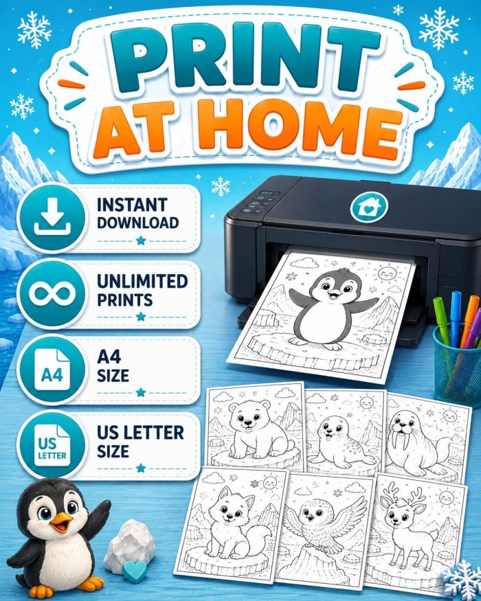 Arctic Animals Coloring Book for Kids Ages 5-7 (Digital Download) - Image 6