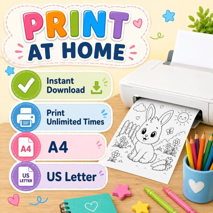 Baby Animals Coloring Pages for Kids Ages 5-7, Bunny Puppy Kitten Chick Duckling Lamb Calf, Printable PDF Download - Image 8