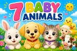 Baby Animals Coloring Pages for Kids Ages 5-7, Bunny Puppy Kitten Chick Duckling Lamb Calf, Printable PDF Download