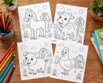 Farm Animal Coloring Pages for Kids Ages 5-7, Printable PDF, Horse Cow Pig Sheep Goat Duck Chicken, Instant Download - Image 7