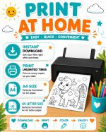 Farm Animal Coloring Pages for Kids Ages 5-7, Printable PDF, Horse Cow Pig Sheep Goat Duck Chicken, Instant Download - Image 10