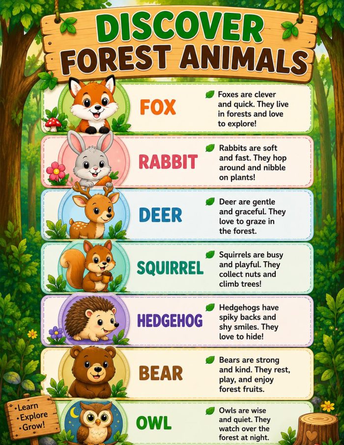 Forest Animals Coloring Pages, Printable PDF for Kids Ages 5-7, Fox Rabbit Deer Bear Owl Hedgehog Squirrel Activity Book - Image 4
