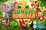 Jungle Animals Coloring Book for Kids Ages 5-7, Printable PDF, Elephant Tiger Monkey, Homeschool Activity, Instant Download
