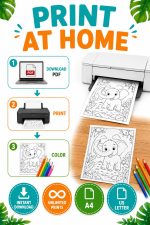 Jungle Animals Coloring Book for Kids Ages 5-7, Printable PDF, Elephant Tiger Monkey, Homeschool Activity, Instant Download - Image 8