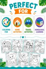 Jungle Animals Coloring Book for Kids Ages 5-7, Printable PDF, Elephant Tiger Monkey, Homeschool Activity, Instant Download - Image 7