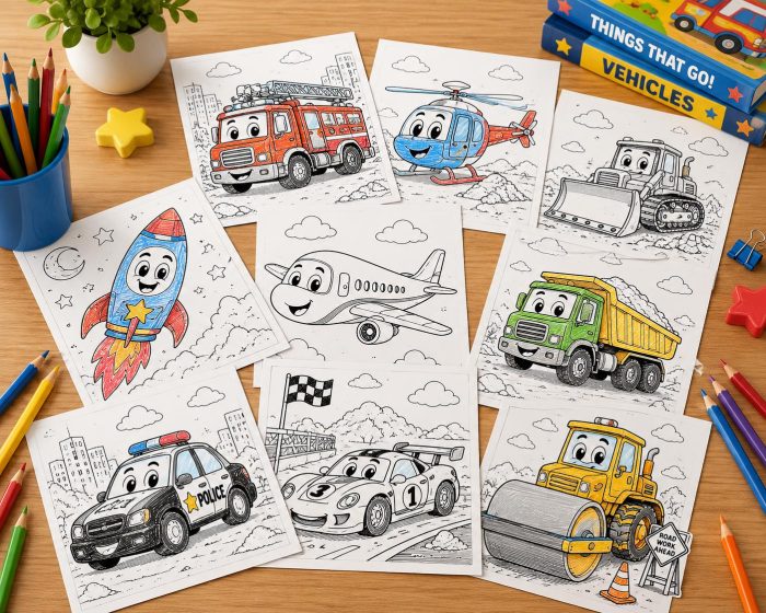 1 Vehicle Coloring Pages for Kids, Printable PDF Activity Book, Ages 5-7, Instant Download - Image 8