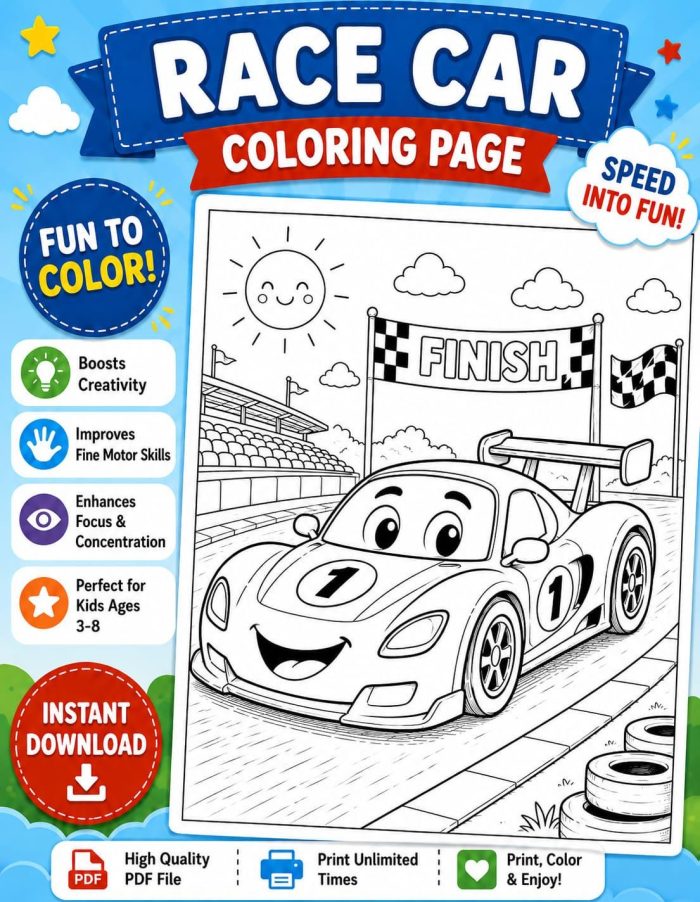 1 Vehicle Coloring Pages for Kids, Printable PDF Activity Book, Ages 5-7, Instant Download - Image 15