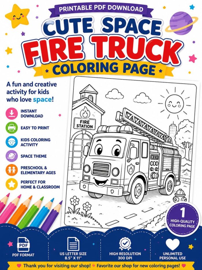 1 Vehicle Coloring Pages for Kids, Printable PDF Activity Book, Ages 5-7, Instant Download - Image 17