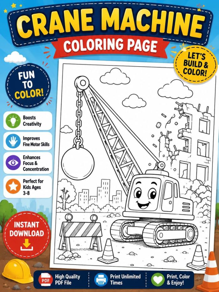 1 Vehicle Coloring Pages for Kids, Printable PDF Activity Book, Ages 5-7, Instant Download - Image 20