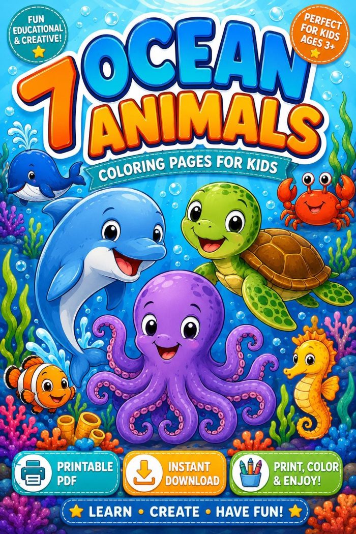Ocean Coloring Pages for Kids, Under the Sea Printable PDF Activity Book, Instant Download, Ages 5-7 - Image 15