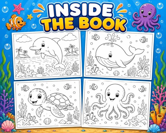 Ocean Coloring Pages for Kids, Under the Sea Printable PDF Activity Book, Instant Download, Ages 5-7 - Image 3