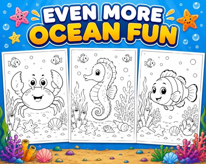 Ocean Coloring Pages for Kids, Under the Sea Printable PDF Activity Book, Instant Download, Ages 5-7 - Image 4