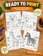 Safari Animal Coloring Pages, Printable PDF for Kids Ages 5-7, Lion Elephant Giraffe Zebra Hippo Rhino Meerkat Activity - Image 8