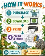 Dinosaur Coloring Book for Kids Ages 5-7, Printable PDF Activity, T-Rex Triceratops Velociraptor, Homeschool Fun - Image 9