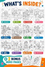 Jobs & Heroes Coloring Book for Kids Ages 5-7, Career Coloring Pages, Astronaut Doctor Firefighter Police, Printable PDF, Instant Download - Image 3