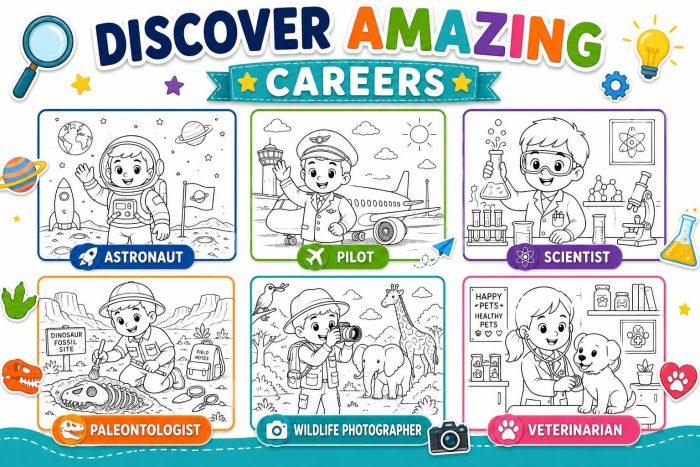 Jobs & Heroes Coloring Book for Kids Ages 5-7, Career Coloring Pages, Astronaut Doctor Firefighter Police, Printable PDF, Instant Download - Image 5