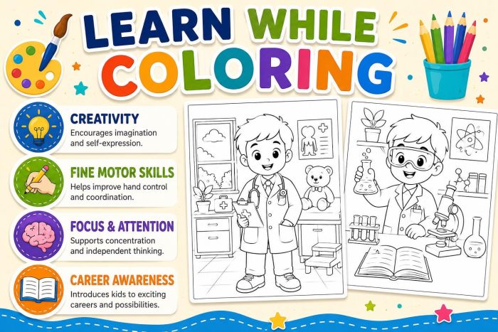Jobs & Heroes Coloring Book for Kids Ages 5-7, Career Coloring Pages, Astronaut Doctor Firefighter Police, Printable PDF, Instant Download - Image 7