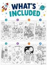 Astronaut Alien Rocket Coloring Pages for Kids Ages 5-7, Space Adventure Printable PDF, Homeschool Activity - Image 2