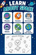 Astronaut Alien Rocket Coloring Pages for Kids Ages 5-7, Space Adventure Printable PDF, Homeschool Activity - Image 5