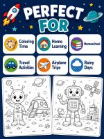 Astronaut Alien Rocket Coloring Pages for Kids Ages 5-7, Space Adventure Printable PDF, Homeschool Activity - Image 7