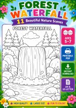 Nature Coloring Pages for Kids,11 Scenes,Printable PDF ,Forest, Beach&Desert  Instant Download - Image 8