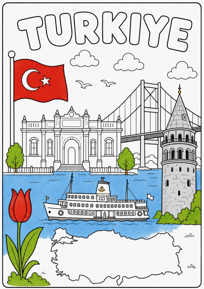 Around the World Coloring Pages, 22 Countries Printable PDF (Digital Download) - Image 14