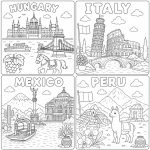 Around the World Coloring Pages, 22 Countries Printable PDF (Digital Download) - Image 16
