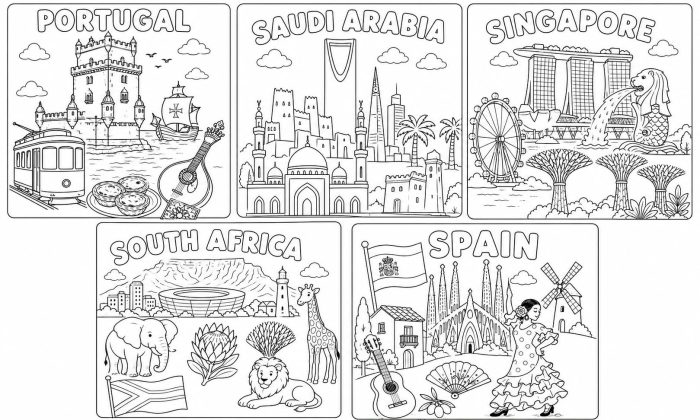 Around the World Coloring Pages, 22 Countries Printable PDF (Digital Download) - Image 17
