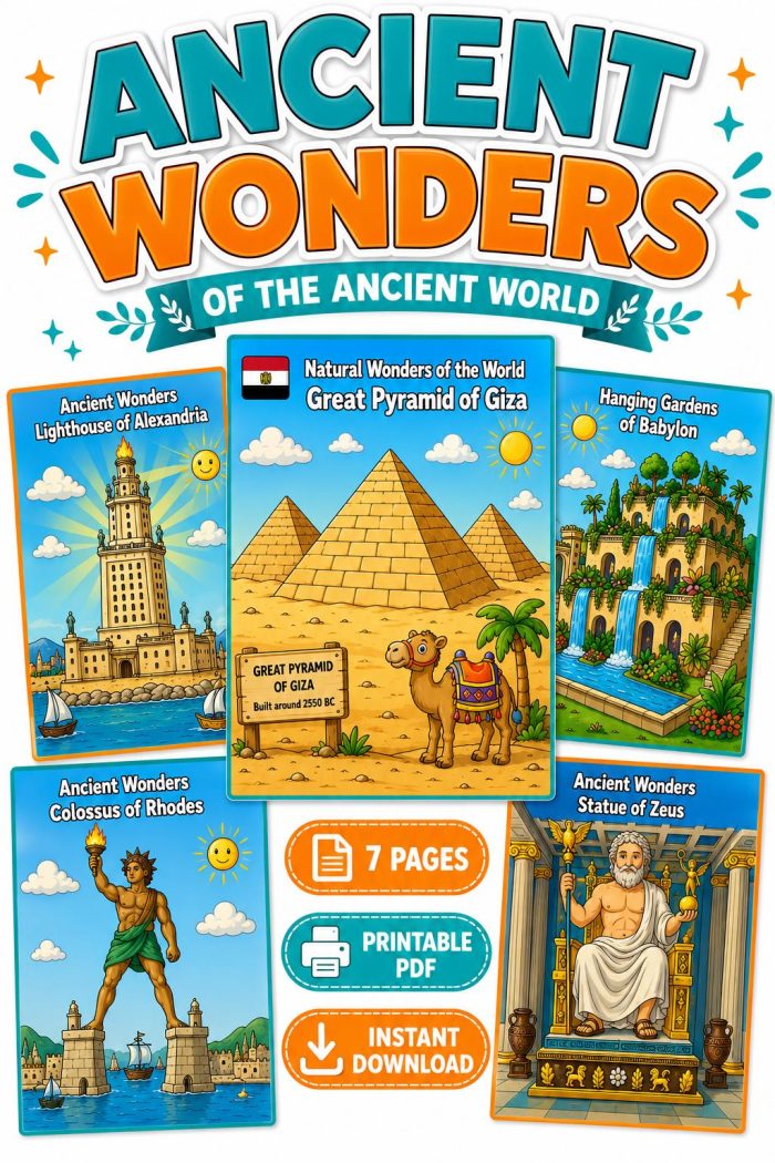Ancient Wonders Coloring Pages, Printable History Activity for Kids (Digital Download) - Image 2