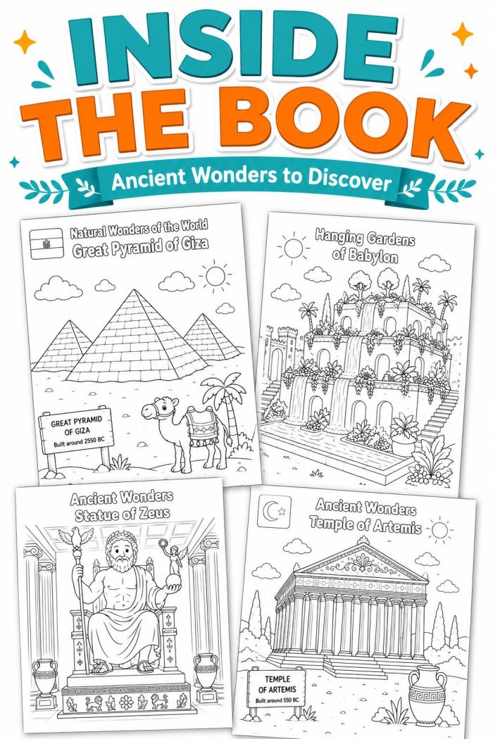 Ancient Wonders Coloring Pages, Printable History Activity for Kids (Digital Download) - Image 4