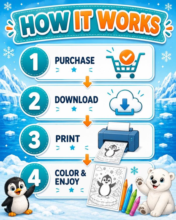 Arctic Animals Coloring Book for Kids Ages 5-7 (Digital Download) - Image 7