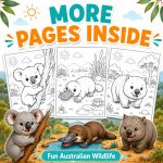 Australian Animals Coloring Book for Kids Ages 5-7 | Koala Kangaroo Platypus Printable PDF | Educational Animal Activity - Image 3