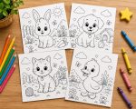 Baby Animals Coloring Pages for Kids Ages 5-7, Bunny Puppy Kitten Chick Duckling Lamb Calf, Printable PDF Download - Image 7