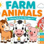 Farm Animal Coloring Pages for Kids Ages 5-7, Printable PDF, Horse Cow Pig Sheep Goat Duck Chicken, Instant Download
