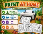 Forest Animals Coloring Pages, Printable PDF for Kids Ages 5-7, Fox Rabbit Deer Bear Owl Hedgehog Squirrel Activity Book - Image 9