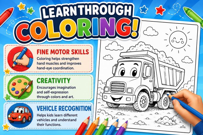 1 Vehicle Coloring Pages for Kids, Printable PDF Activity Book, Ages 5-7, Instant Download - Image 4