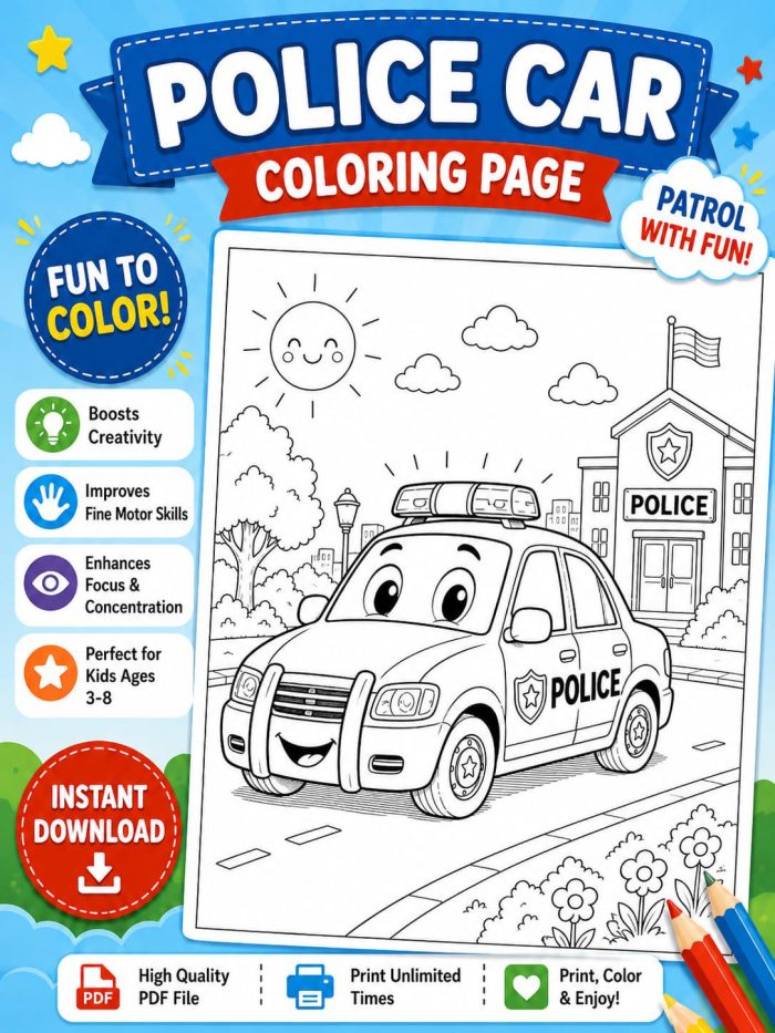 1 Vehicle Coloring Pages for Kids, Printable PDF Activity Book, Ages 5-7, Instant Download - Image 14