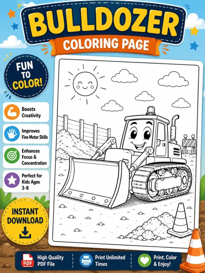 1 Vehicle Coloring Pages for Kids, Printable PDF Activity Book, Ages 5-7, Instant Download - Image 19