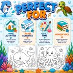 Ocean Coloring Pages for Kids, Under the Sea Printable PDF Activity Book, Instant Download, Ages 5-7 - Image 7