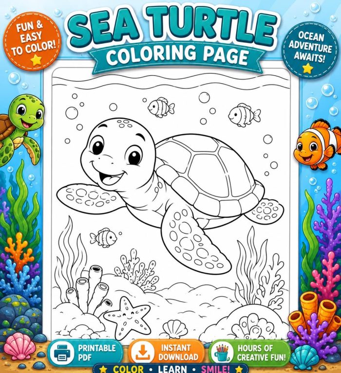 Ocean Coloring Pages for Kids, Under the Sea Printable PDF Activity Book, Instant Download, Ages 5-7 - Image 10