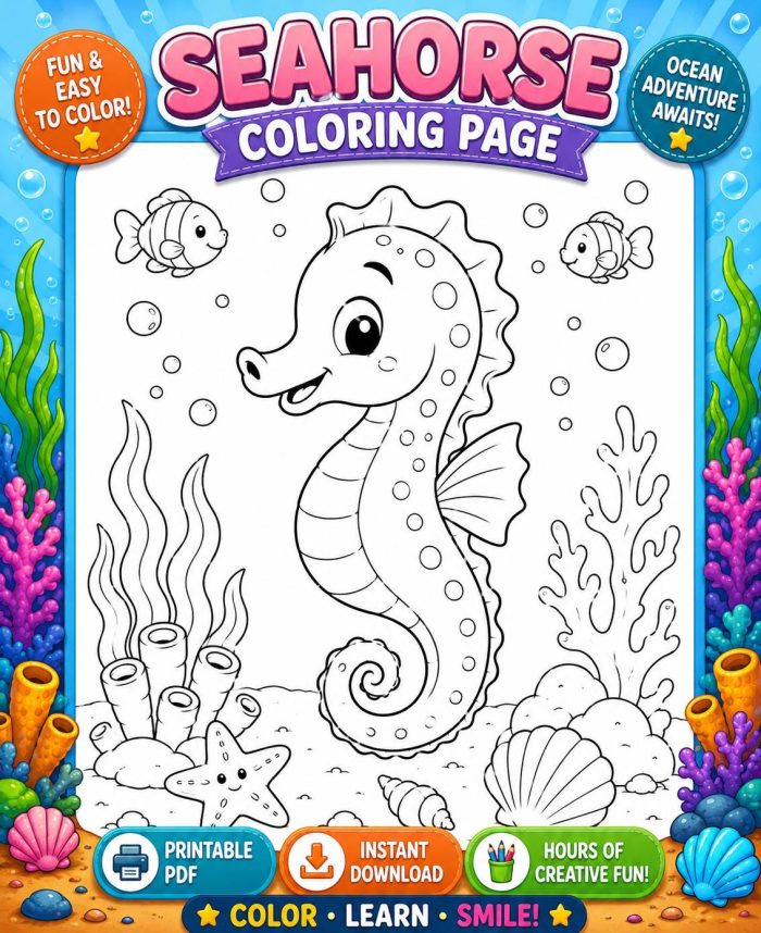 Ocean Coloring Pages for Kids, Under the Sea Printable PDF Activity Book, Instant Download, Ages 5-7 - Image 13