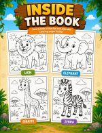 Safari Animal Coloring Pages, Printable PDF for Kids Ages 5-7, Lion Elephant Giraffe Zebra Hippo Rhino Meerkat Activity - Image 3