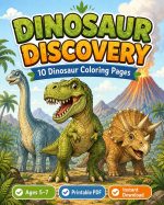 Dinosaur Coloring Book for Kids Ages 5-7, Printable PDF Activity, T-Rex Triceratops Velociraptor, Homeschool Fun - Image 10